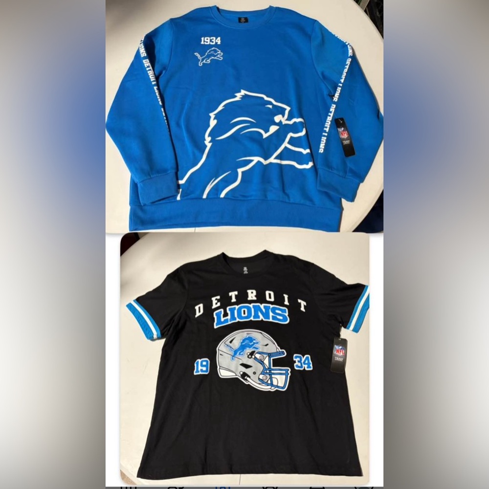 Detroit Lions NFL Bundle Sweater and T-Shirt Set Licensed Fan Gear New with Tags